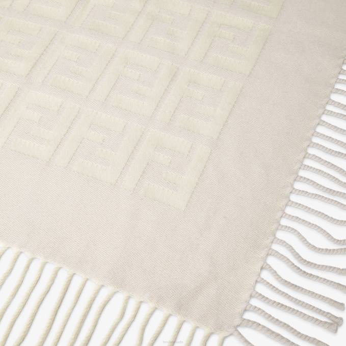 Kids Baby Blanket In Wool And Cashmere With All-Over 3D Logo Fashion Fendi Accessories 6RHH2792