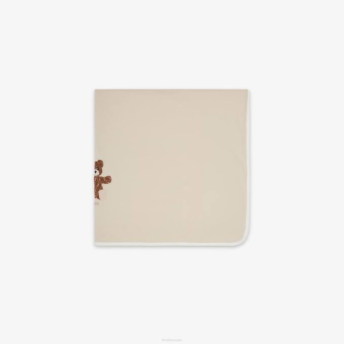 Kids Jersey Blanket With Embroidery Beige Fendi Accessories 6RHH2762