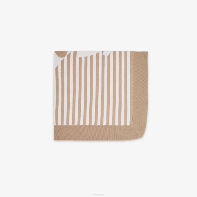 Kids Knitted Blanket Beige Fendi Accessories 6RHH2750