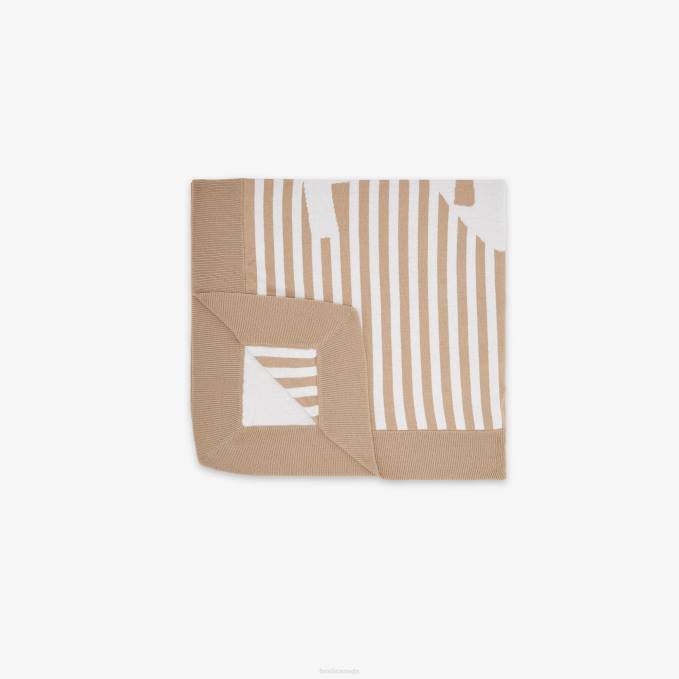 Kids Knitted Blanket Beige Fendi Accessories 6RHH2750