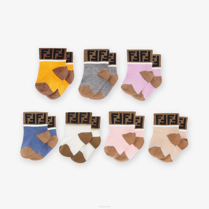 Kids Set Of Multicotton Baby Socks Fashion Fendi Accessories 6RHH2842