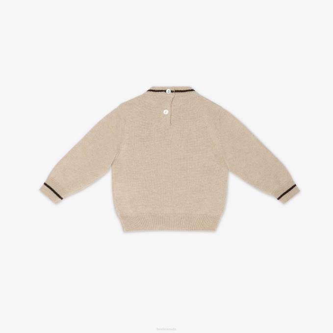 Kids 100% Cashmere Baby Sweater In With Teddy Bear Embroidery Fashion Fendi Apparel 6RHH2790