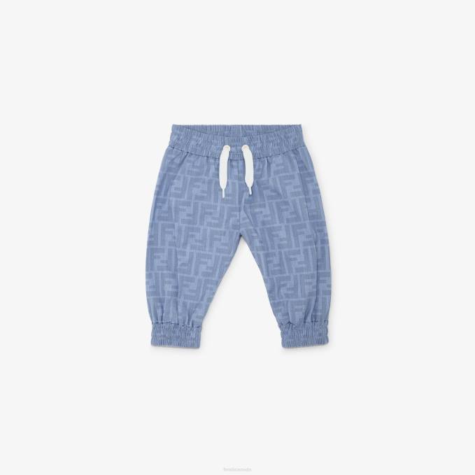 Kids Chambray Baby Pants Light blue Fendi Apparel 6RHH2768