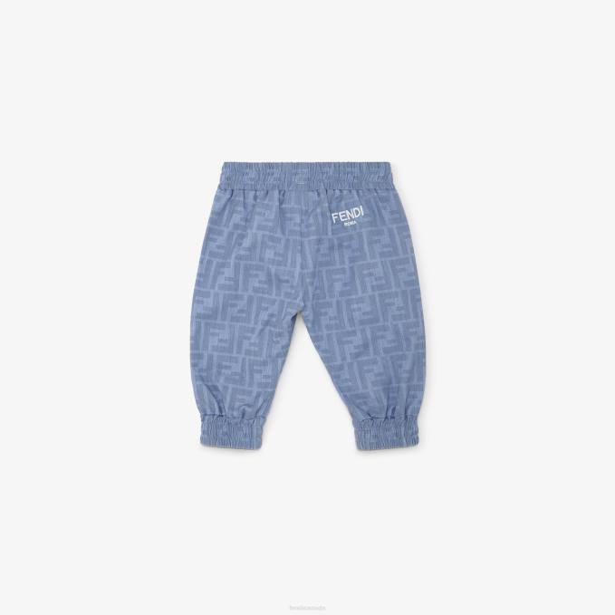 Kids Chambray Baby Pants Light blue Fendi Apparel 6RHH2768