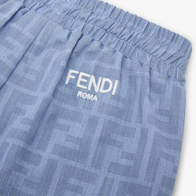 Kids Chambray Baby Pants Light blue Fendi Apparel 6RHH2768