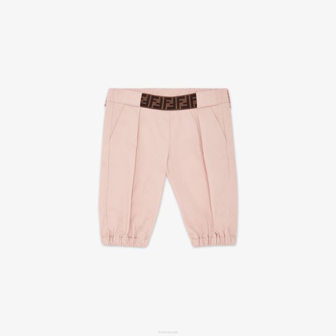 Kids Cotton Pants Con Logo Accent Pink Fendi Apparel 6RHH2824