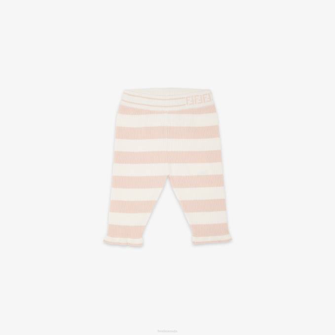 Kids Cream Knit Pants Pink Fendi Apparel 6RHH2822