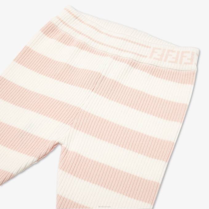 Kids Cream Knit Pants Pink Fendi Apparel 6RHH2822