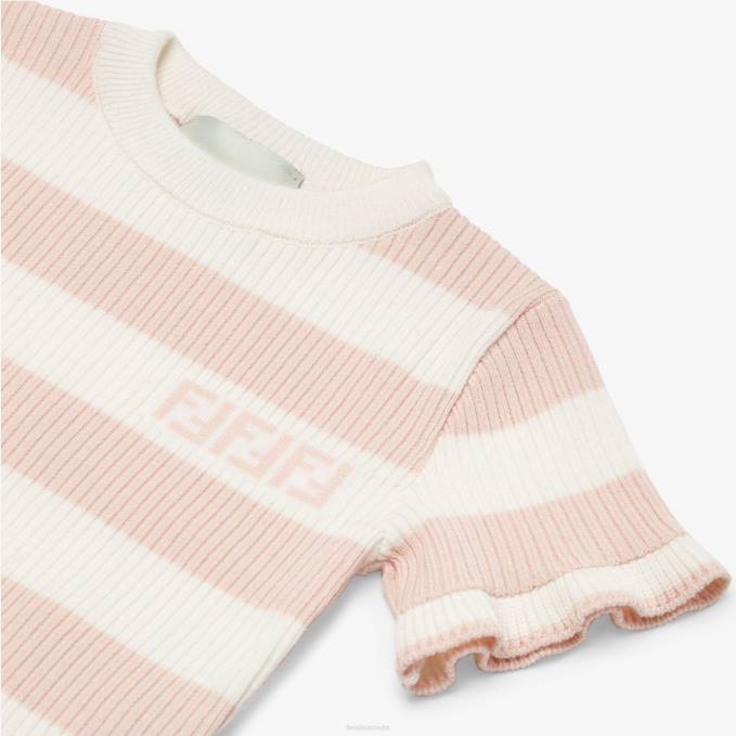 Kids Cream Knit Top Pink Fendi Apparel 6RHH2823