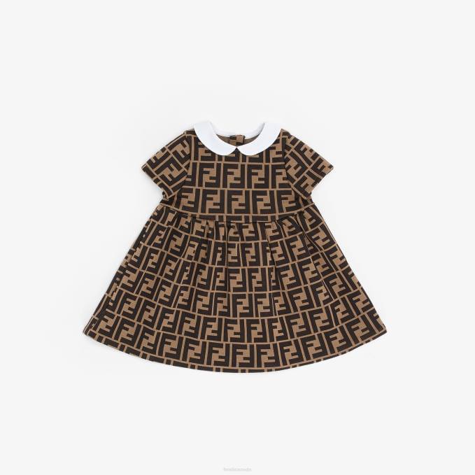 Kids Fabric Baby Girl Dress Brown Fendi Apparel 6RHH2843
