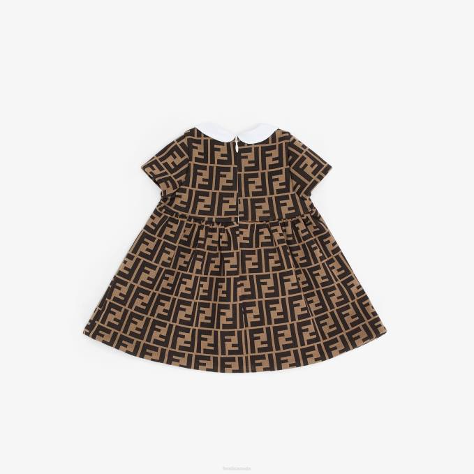 Kids Fabric Baby Girl Dress Brown Fendi Apparel 6RHH2843