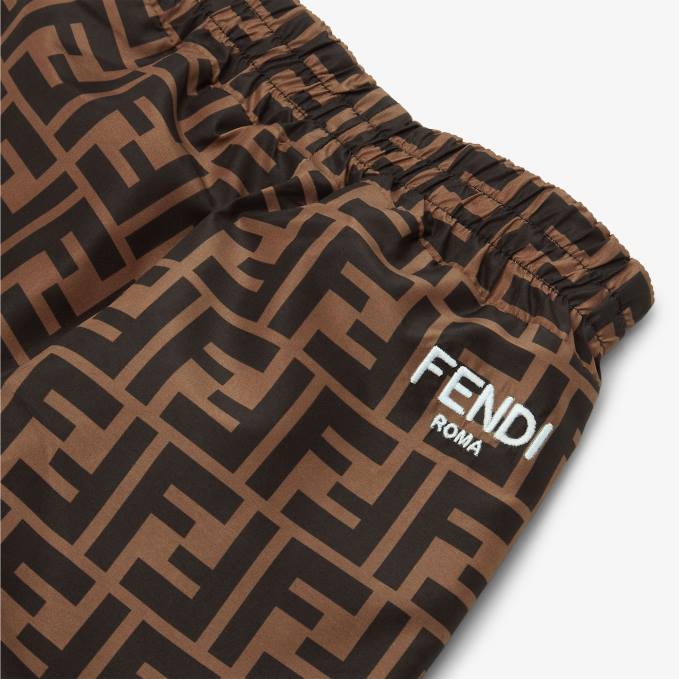 Kids Fleece And FF Nylon Reversible Pants Pink Fendi Apparel 6RHH2818