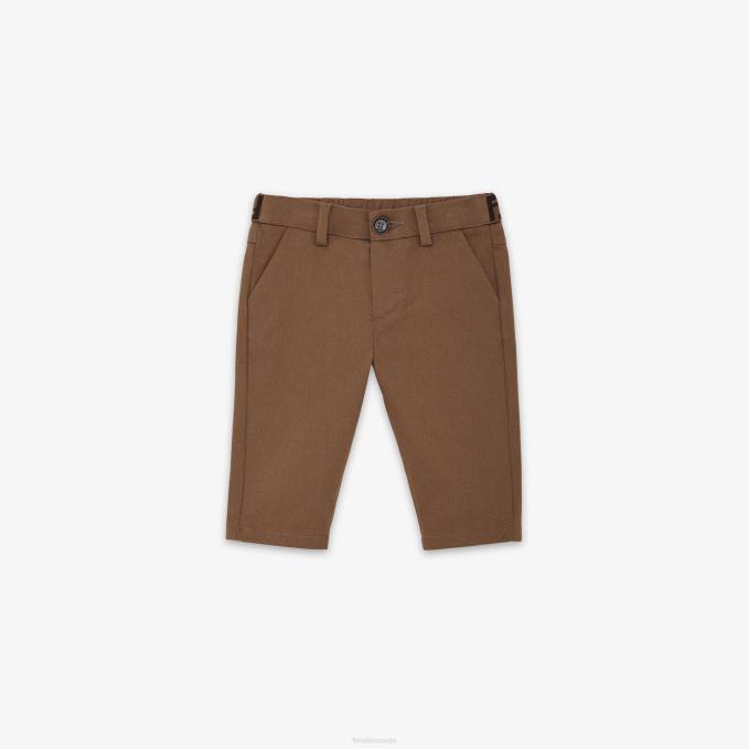 Kids Gabardine Baby Pants Brown Fendi Apparel 6RHH2755