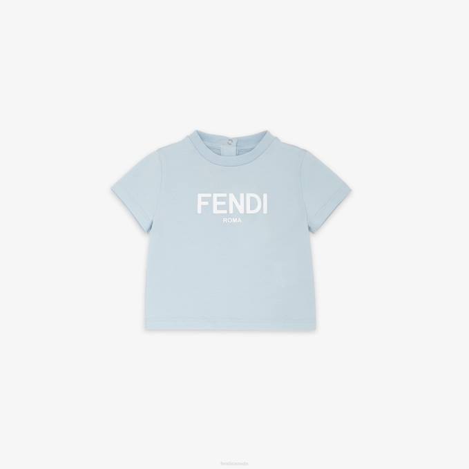 Kids Jersey Baby T-Shirt Light blue Fendi Apparel 6RHH2767