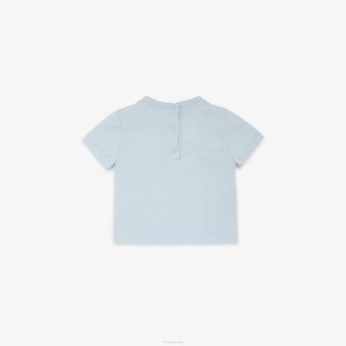 Kids Jersey Baby T-Shirt Light blue Fendi Apparel 6RHH2767