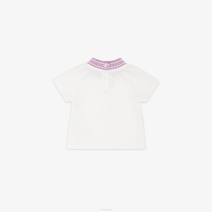 Kids Jersey T-Shirt With Lilac Logo White Fendi Apparel 6RHH2777