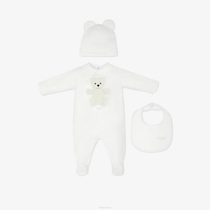 Kids Jersey Teddy Bear Kit White Fendi Apparel 6RHH2778