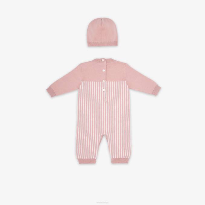Kids Knitted Baby Set Pink Fendi Apparel 6RHH2754