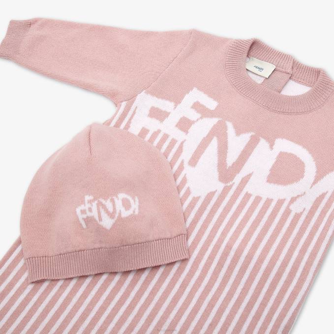 Kids Knitted Baby Set Pink Fendi Apparel 6RHH2754