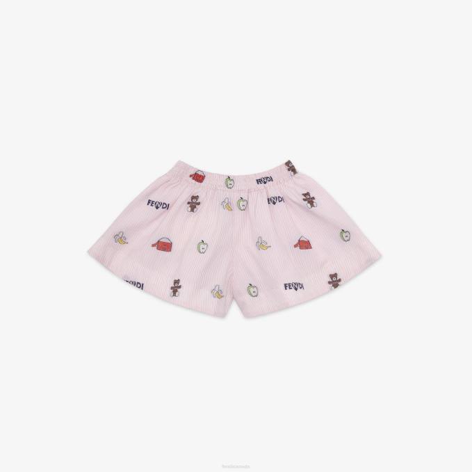 Kids Multipoplin Baby Shorts Pink Fendi Apparel 6RHH2769