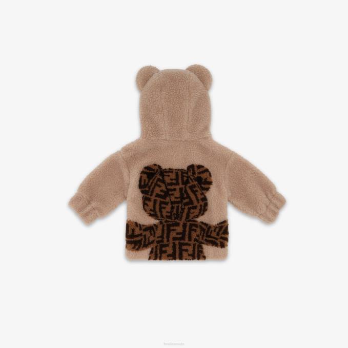 Kids Wool Teddy Bear Sweatshirt Beige Fendi Apparel 6RHH2751