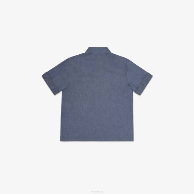 Kids Chambray Junior Shirt Blue Fendi Apparel 6RHH2957