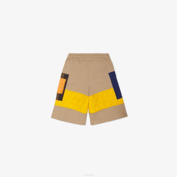 Kids Cotton Patchwork Bermudas Multicolor Fendi Apparel 6RHH2963