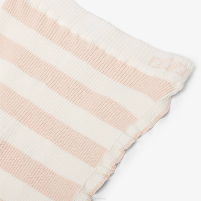 Kids Cream Knit Pants Pink Fendi Apparel 6RHH2892