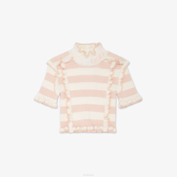 Kids Cream Knit Top Pink Fendi Apparel 6RHH2893