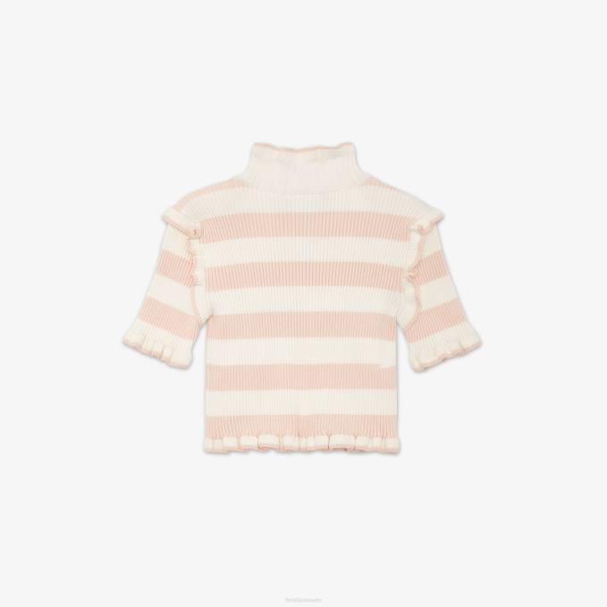 Kids Cream Knit Top Pink Fendi Apparel 6RHH2893