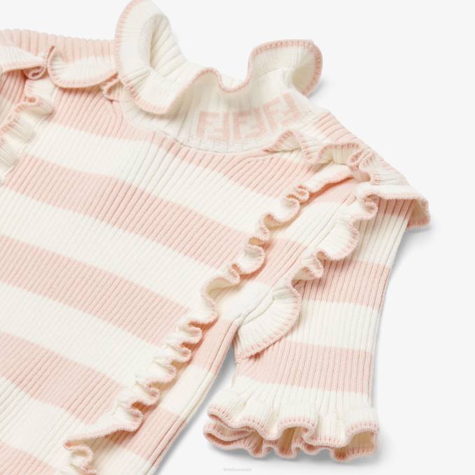 Kids Cream Knit Top Pink Fendi Apparel 6RHH2893