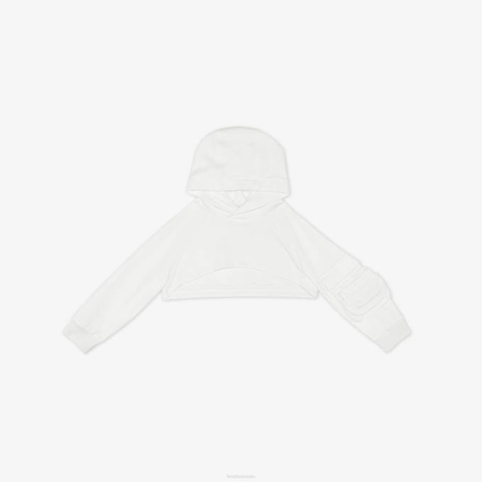 Kids Cropped Sweatshirt With Baguette White Fendi Apparel 6RHH2904