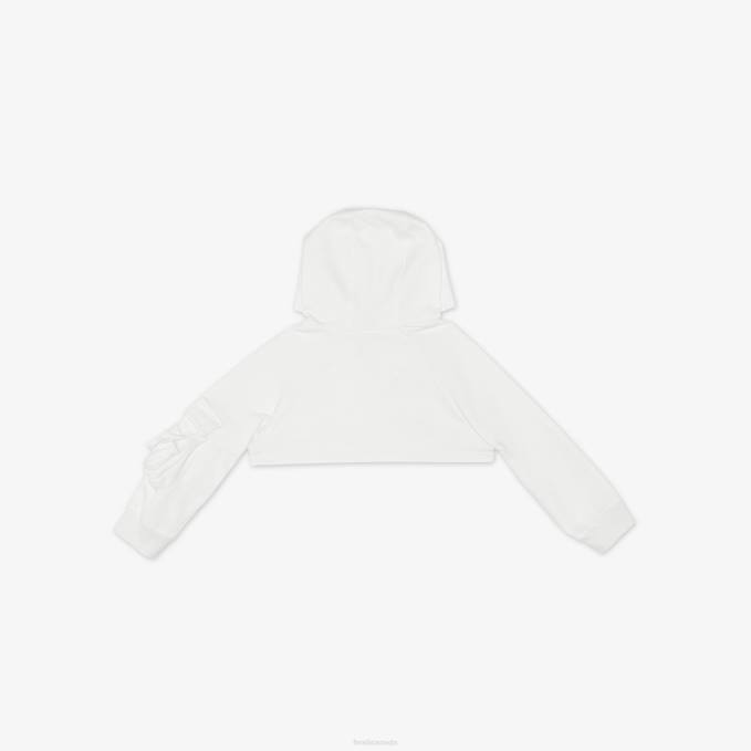 Kids Cropped Sweatshirt With Baguette White Fendi Apparel 6RHH2904