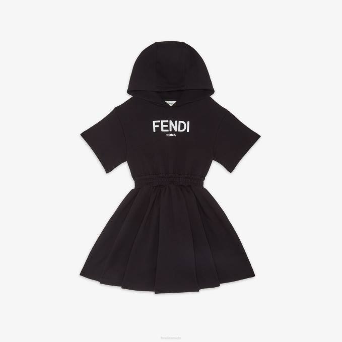 Kids Fleece Roma Dress Black Fendi Apparel 6RHH2882
