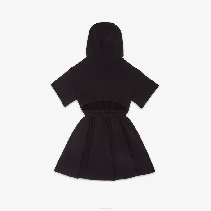 Kids Fleece Roma Dress Black Fendi Apparel 6RHH2882