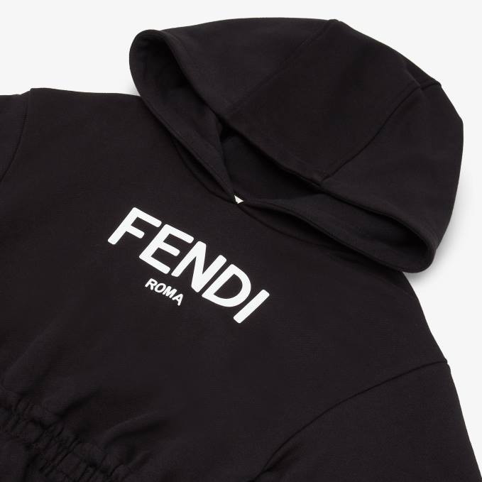 Kids Fleece Roma Dress Black Fendi Apparel 6RHH2882