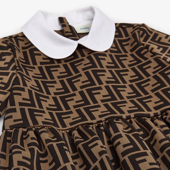 Kids Junior Fabric Dress With All-Over Logo White Fendi Apparel 6RHH2955