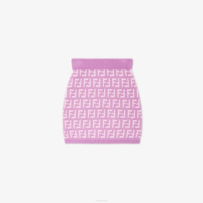 Kids Lilac Cotton Knit Miniskirt Purple Fendi Apparel 6RHH2928