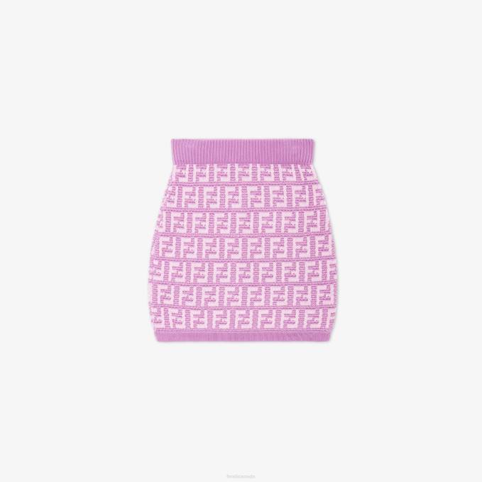 Kids Lilac Cotton Knit Miniskirt Purple Fendi Apparel 6RHH2928