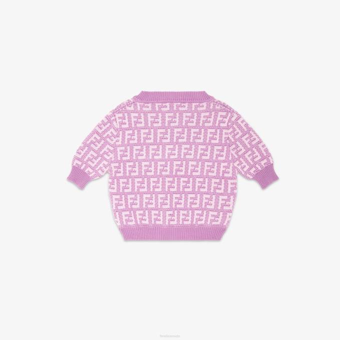 Kids Lilac Cotton Knit Top Purple Fendi Apparel 6RHH2929