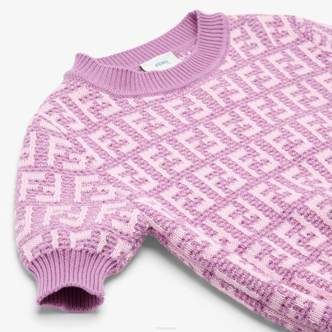 Kids Lilac Cotton Knit Top Purple Fendi Apparel 6RHH2929