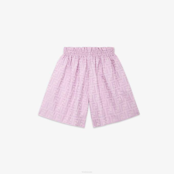 Kids Lilac FF Cotton Shorts Purple Fendi Apparel 6RHH2930
