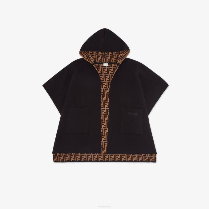 Kids Logo Reversible Cape Black Fendi Apparel 6RHH2861