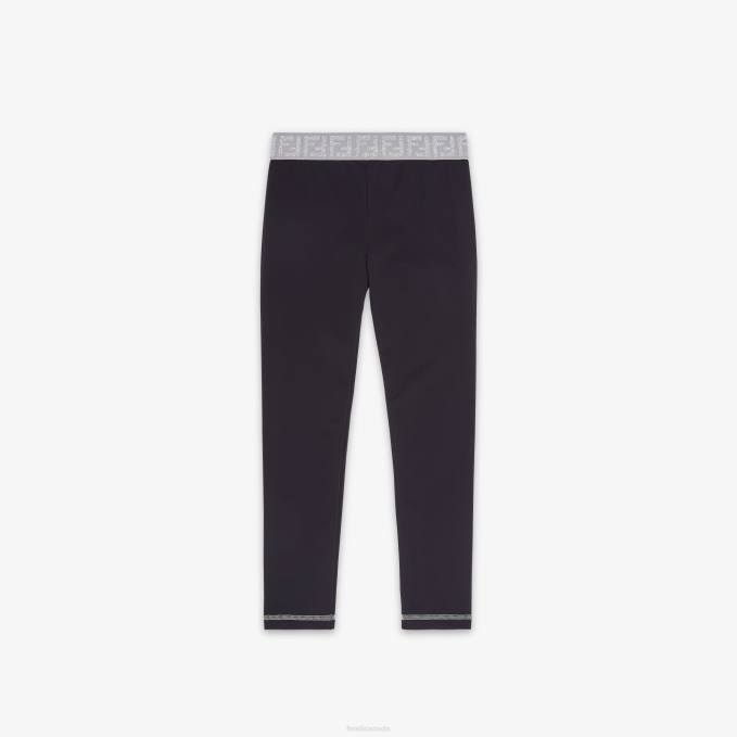 Kids Lycra Junior Leggings Black Fendi Apparel 6RHH2869
