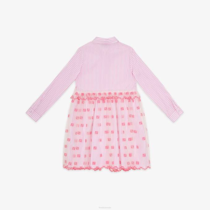 Kids Neon Poplin And Tulle Junior Dress Pink Fendi Apparel 6RHH2857
