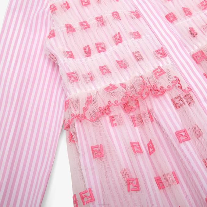 Kids Neon Poplin And Tulle Junior Dress Pink Fendi Apparel 6RHH2857