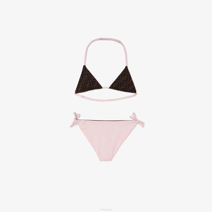 Kids Reversible Lycra Bikini Swimsuit Pink Fendi Apparel 6RHH2912