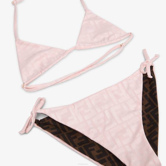 Kids Reversible Lycra Bikini Swimsuit Pink Fendi Apparel 6RHH2912