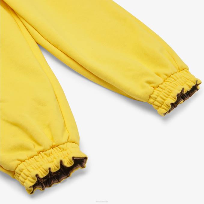 Kids Fleece And FF Nylon Reversible Pants Yellow Fendi Apparel 6RHH2884