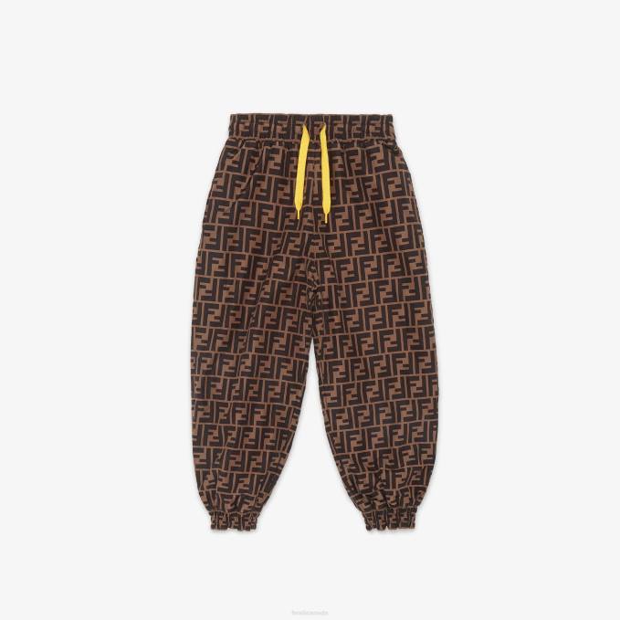 Kids Fleece And FF Nylon Reversible Pants Yellow Fendi Apparel 6RHH2884